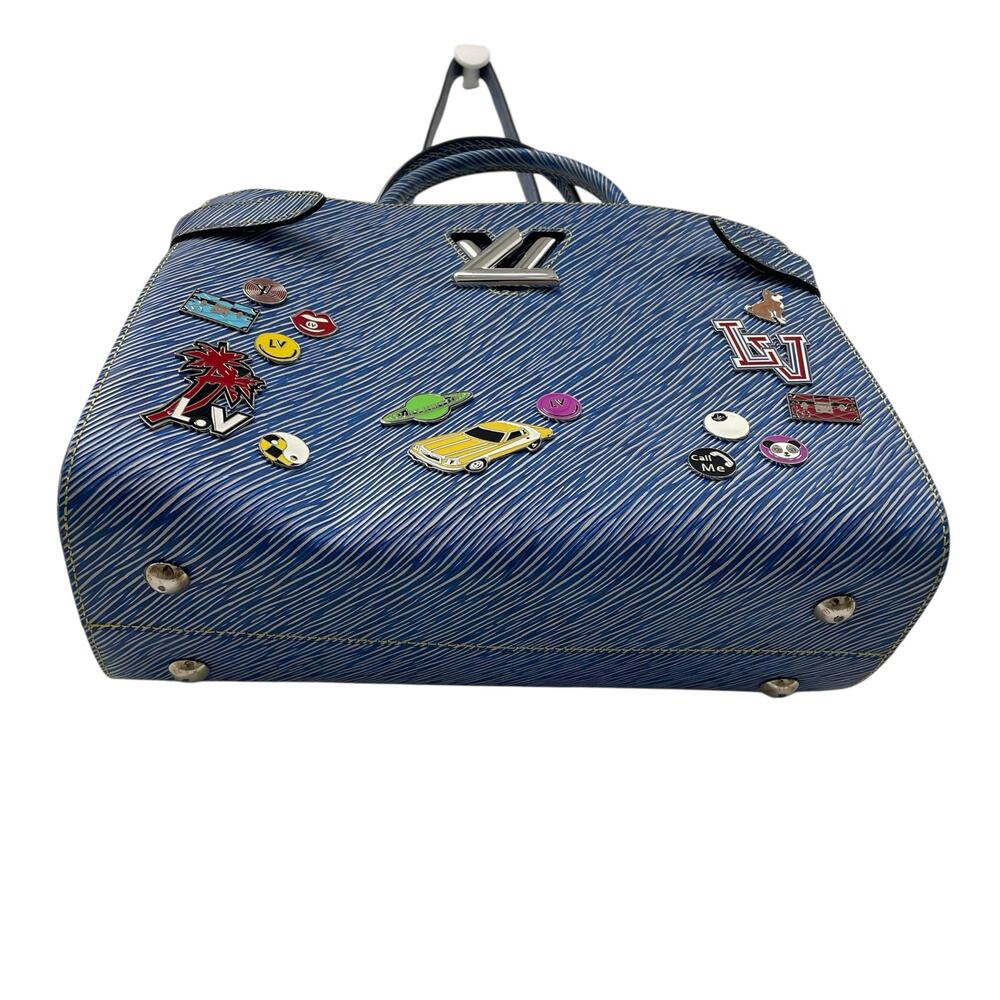 Louis Vuitton 2017 Twist Tote Limited Edition Pin Embellished Blue Epi Leather - Picture 7 of 12